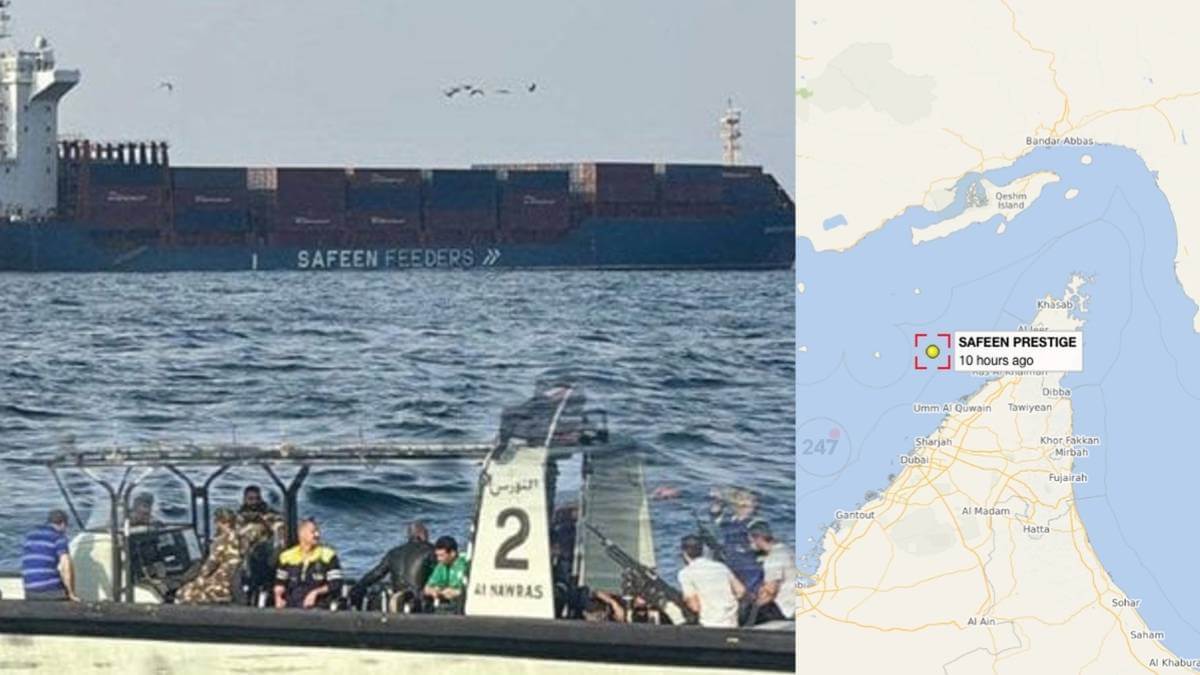 Tàu container UAE trúng tên lửa gần Hormuz