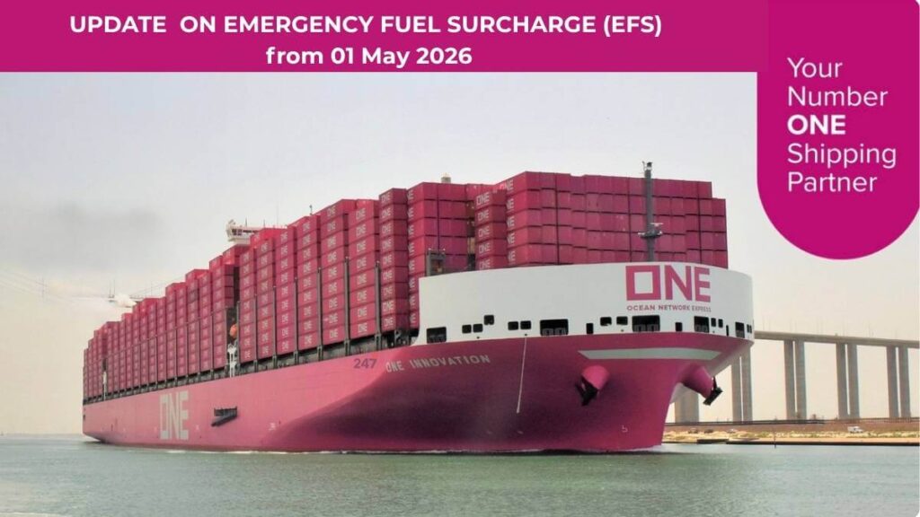 ONE cập nhật phụ phí nhiên liệu khẩn cấp EFS